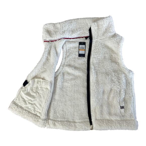 NWT Tommy Hilfiger teddy bear Full zippered High neck vest off-white size small - Picture 6 of 10